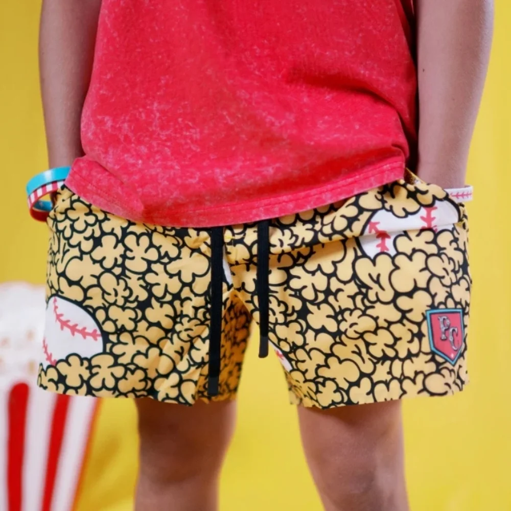 NWOT Plate Crate Baseball Popcorn Print Shorts